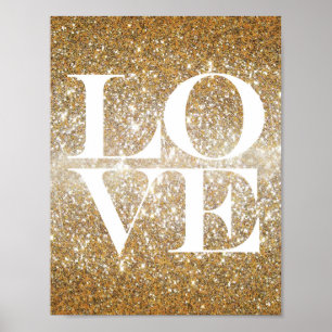 Gold Glitter Love Poster