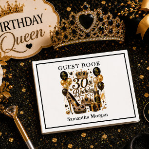 Gold Glitter Luxe Black And Gold 30th Guest Book