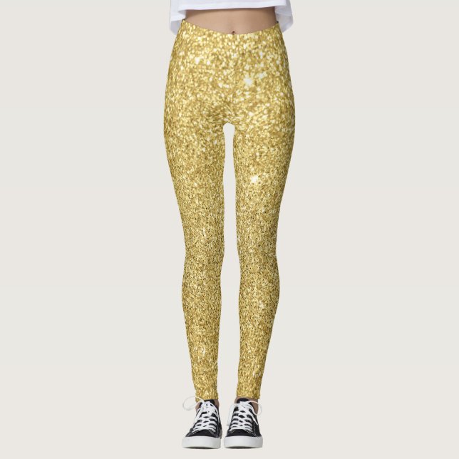 Gold glitter, luxurious, sparkling background. leggings (Front)