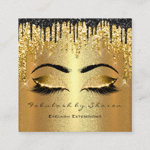 Gold Glitter  Makeup Artist Lashes Logo Square Business Card
