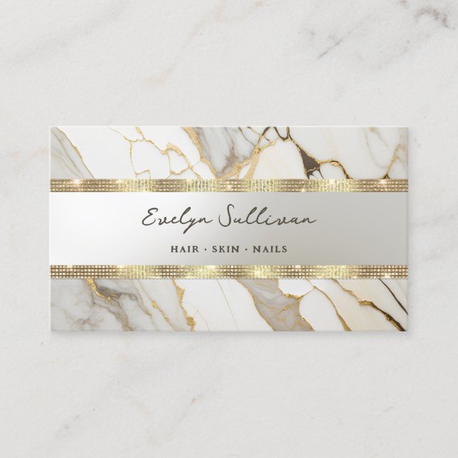 gold glitter marble business card (Front)