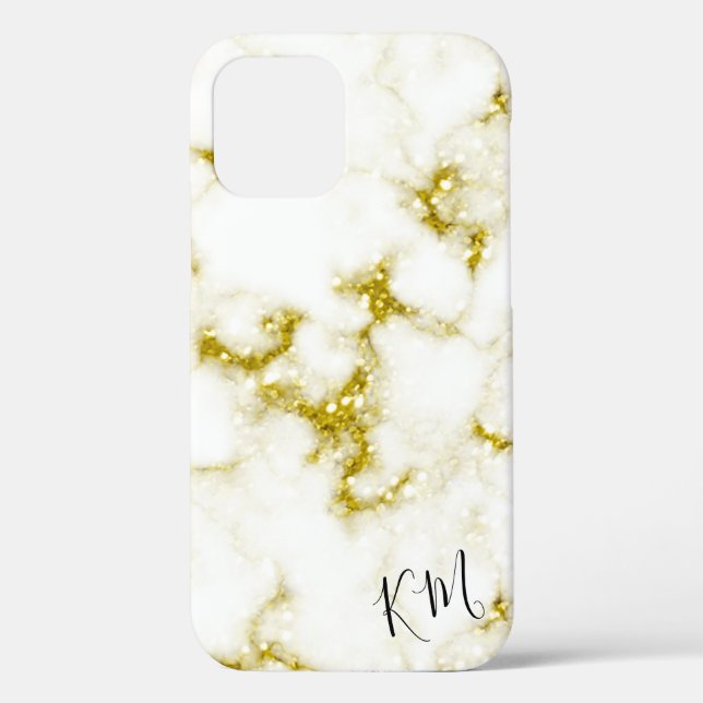 Gold Glitter Marble Personalized Case-Mate iPhone Case (Back)