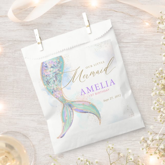 Gold Glitter Mermaid Tail Under the Sea Birthday Favour Bag (Clipped)