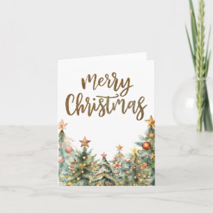 Gold Glitter Merry Christmas Folded Greeting Card