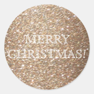 Gold Glitter Merry Christmas Glamour Light Sparkle Classic Round Sticker