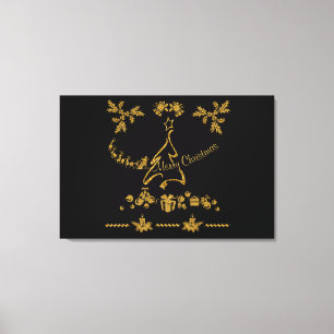 Gold Glitter Merry Christmas, Santa Claus Canvas Print