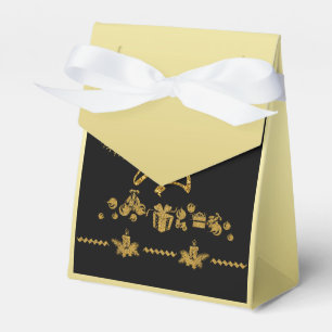 Gold Glitter Merry Christmas, Santa Claus Favor Box