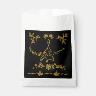 Gold Glitter Merry Christmas, Santa Claus Favour Bag