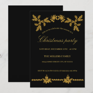 Gold Glitter Merry Christmas, Santa Claus Invitation