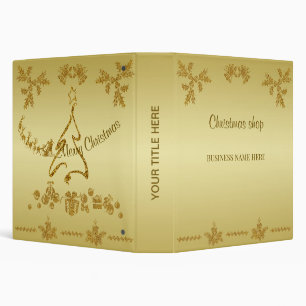 Gold Glitter Merry Christmas, Santa Claus on gold Binder