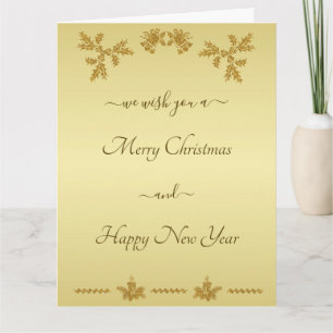 Gold Glitter Merry Christmas, Santa Claus on gold  Card