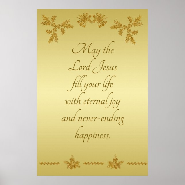 Gold Glitter Merry Christmas, Santa Claus on gold  Poster (Front)