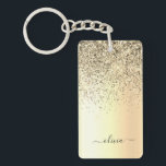 Gold Glitter Metal Monogram Glam Name Keychain<br><div class="desc">Gold Faux Foil Metallic Sparkle Glitter Brushed Metal Monogram Name Keychain. This makes the perfect sweet 16 birthday,  wedding,  bridal shower,  anniversary,  baby shower or bachelorette party gift for someone that loves glam luxury and chic styles.</div>