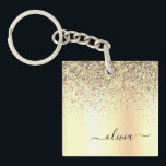 Gold Glitter Metal Monogram Glam Name Keychain<br><div class="desc">Gold Faux Foil Metallic Sparkle Glitter Brushed Metal Monogram Name Keychain. This makes the perfect sweet 16 birthday,  wedding,  bridal shower,  anniversary,  baby shower or bachelorette party gift for someone that loves glam luxury and chic styles.</div>