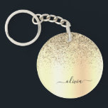 Gold Glitter Metal Monogram Glam Name Keychain<br><div class="desc">Gold Faux Foil Metallic Sparkle Glitter Brushed Metal Monogram Name Keychain. This makes the perfect sweet 16 birthday,  wedding,  bridal shower,  anniversary,  baby shower or bachelorette party gift for someone that loves glam luxury and chic styles.</div>