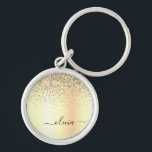 Gold Glitter Metal Monogram Glam Name Keychain<br><div class="desc">Gold Faux Foil Metallic Sparkle Glitter Brushed Metal Monogram Name Keychains (Key Chain). This makes the perfect sweet 16 birthday,  wedding,  bridal shower,  anniversary,  baby shower or bachelorette party gift for someone that loves glam luxury and chic styles.</div>