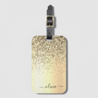Gold Glitter Metal Monogram Glam Name