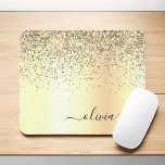 Gold Glitter Metal Monogram Glam Name Mouse Pad<br><div class="desc">Gold Faux Foil Metallic Sparkle Glitter Brushed Metal Monogram Name and Initial Mousepad (mouse pad). This makes the perfect sweet 16 birthday,  wedding,  bridal shower,  anniversary,  baby shower or bachelorette party gift for someone that loves glam luxury and chic styles.</div>