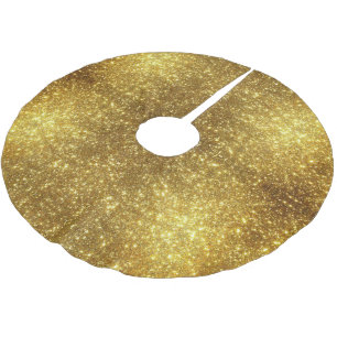 Gold Glitter Metallic Elegant Holiday Chic Brushed Polyester Tree Skirt