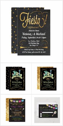 Gold Glitter Mexican Invitations