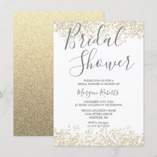 Gold Glitter Modern Bridal Shower Invitation