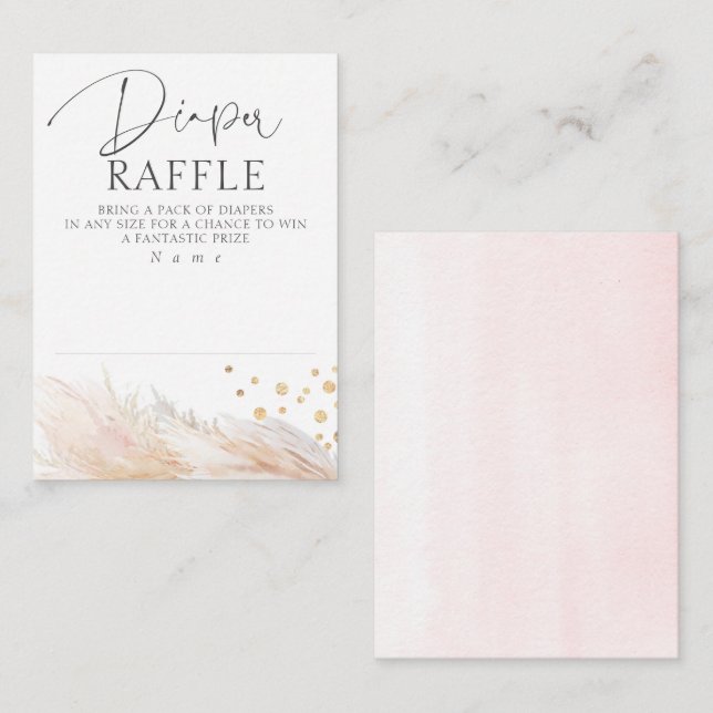 Gold Glitter Modern Diaper Raffle Baby Shower Enclosure Card (Front/Back)