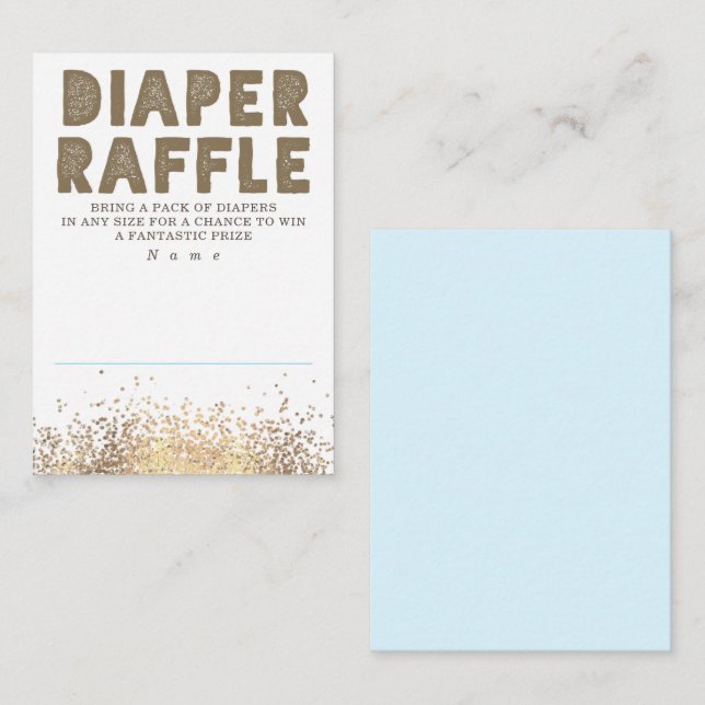 Gold Glitter Modern Diaper Raffle Baby Shower Enclosure Card (Front/Back)
