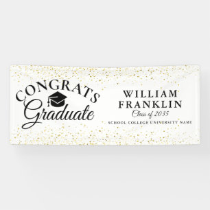 Gold Glitter Modern Elegant Graduation Banner