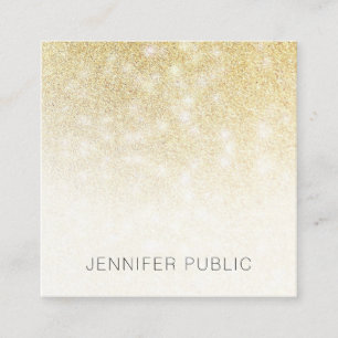 Gold Glitter Modern Elegant Professional Template Square Business Card