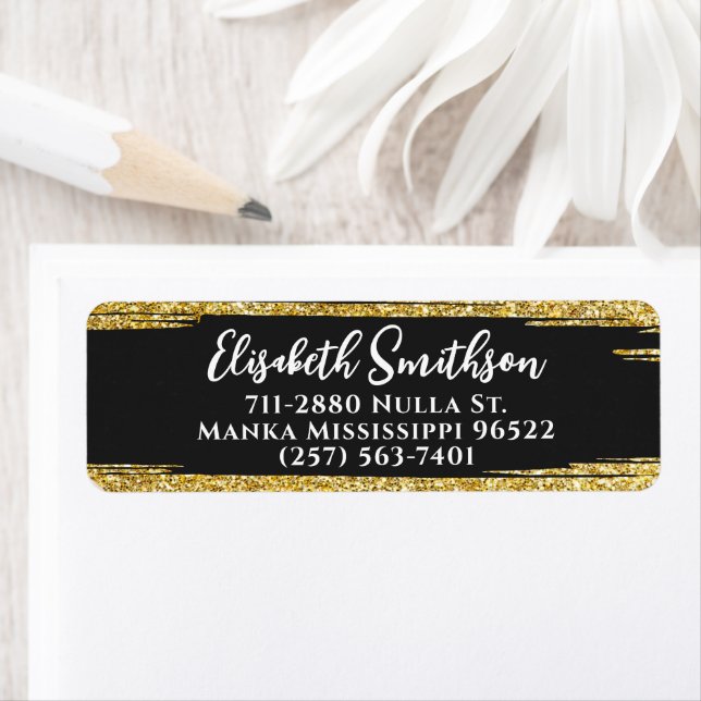   Gold Glitter Modern Luxury Custom Return Address (Insitu)