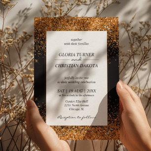 Gold Glitter Modern Wedding Invitation