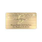 Gold Glitter & Monogram, Black Script Name Address