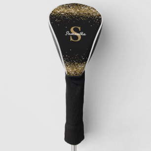 Gold Glitter Monogram Name Golf Head Cover