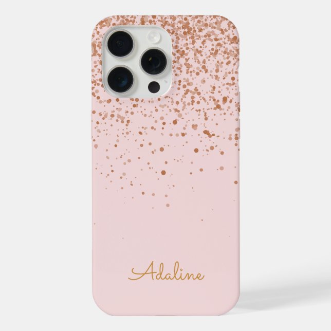 Gold Glitter Monogram Name iPhone Case (Back)