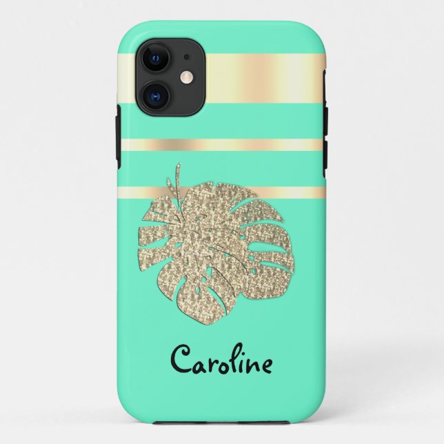Gold glitter, monstera, Case-Mate iPhone case (Back)