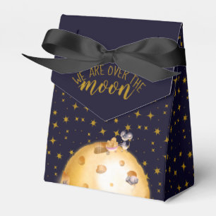 Gold glitter, moon made of cheese, baby shower favor box