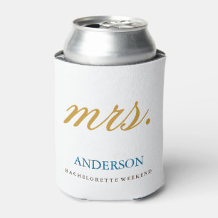 Gold Glitter Mrs. Bachelorette Can Cooler