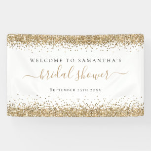 Gold Glitter Name Date Welcome to Bridal Shower Banner