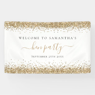 Gold Glitter Name Date Welcome to Hen Party Banner