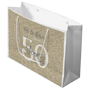 Gold Glitter Names Celebrate 50 Years Anniversary Large Gift Bag