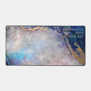  Gold Glitter Navy Blue Marble Customized Desk Mat