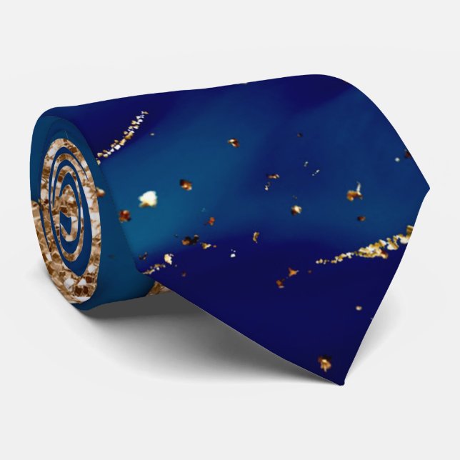 gold glitter navy ombre sparkle wedding tie (Rolled)