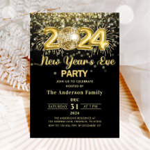 Gold Glitter New Year's Eve Party 2024