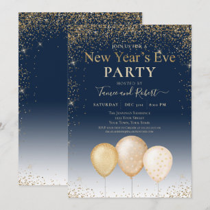 Gold Glitter New Year's Eve Party  Invitation