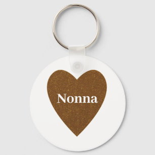 Gold Glitter Nonna Heart Keychain