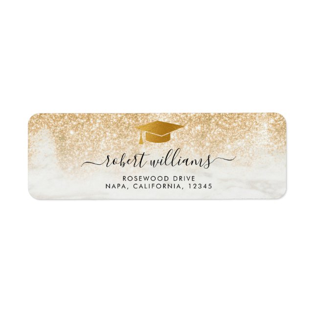 Gold Glitter Ombre Graduation Return Address (Front)