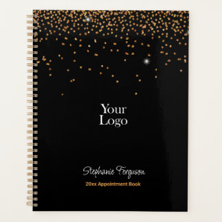 Gold Glitter on Black Background Weekly Monthly Planner