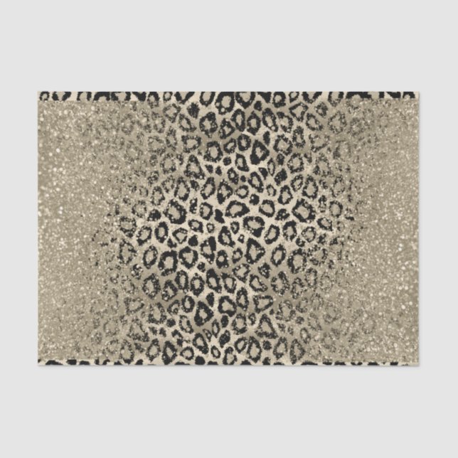 Gold Glitter on Ombre Leopard Background  Tissue Paper (Front)