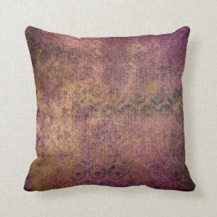Gold Glitter on Purple Distressed Throw Pillow