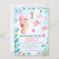 Gold Glitter One Seahorse Under Sea 1st Birthday